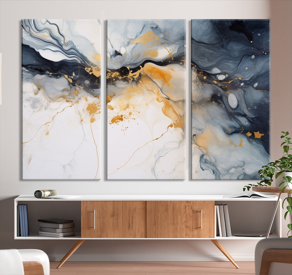 Ice Cracking Canvas Wall Art, Abstract Print Set of , Marble Painting, Modern Minimal Wall Decor