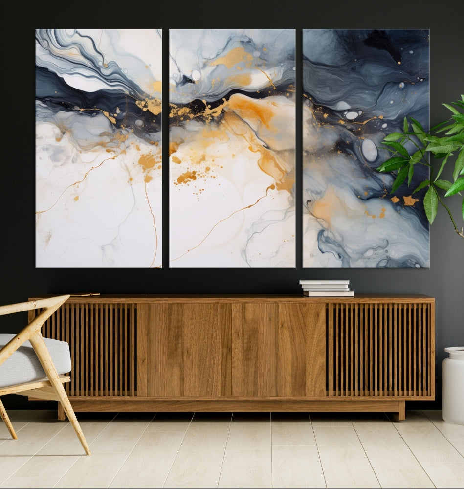 Ice Cracking Canvas Wall Art, Abstract Print Set of , Marble Painting, Modern Minimal Wall Decor