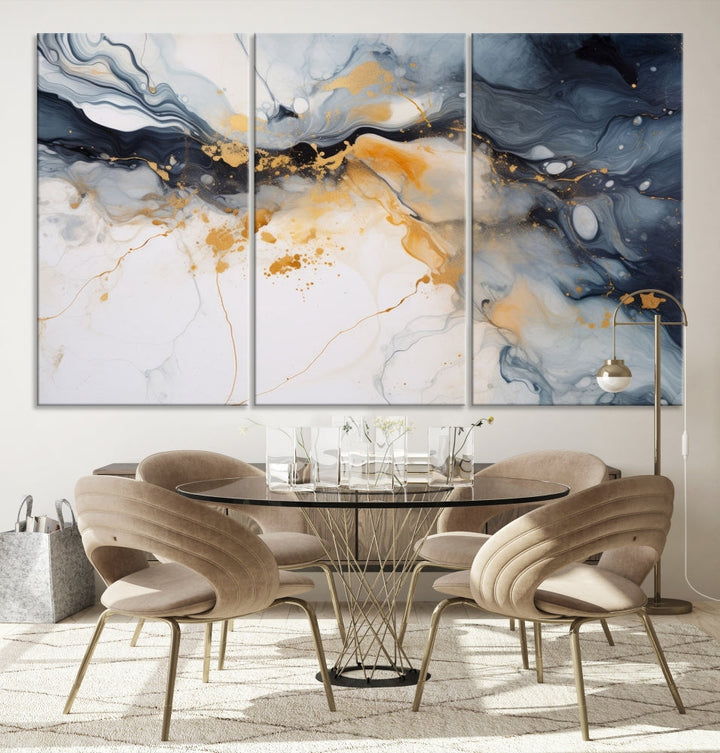 Ice Cracking Canvas Wall Art, Abstract Print Set of , Marble Painting, Modern Minimal Wall Decor