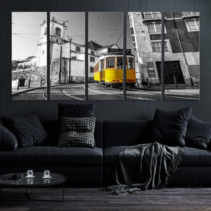 Iconic Yellow Lisbon Tram Canvas Wall Art Print Modern Decor Living Room Artwork