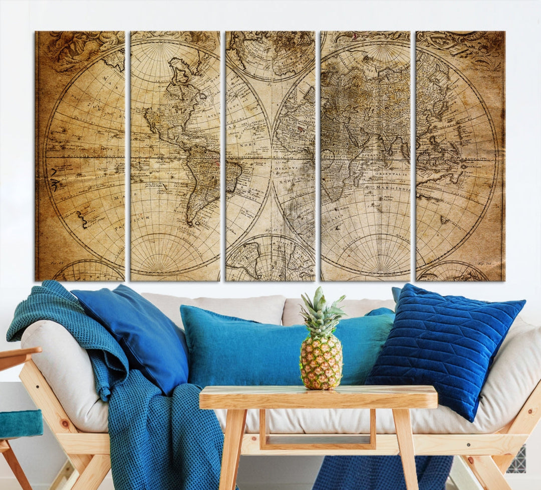 Industrial Detailed Push Pin World Map Travel Map of the World Canvas Print