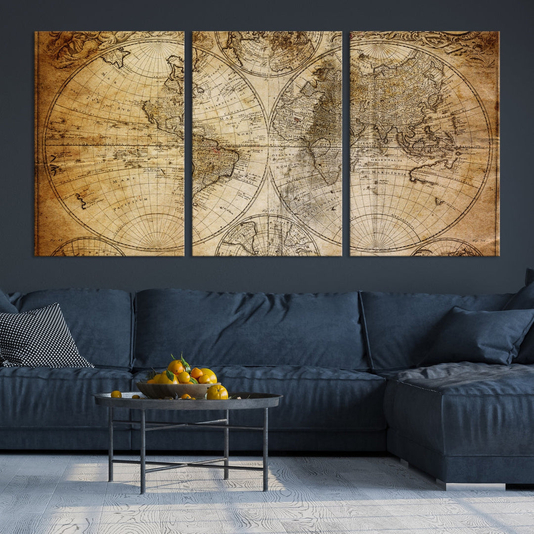 Industrial Detailed Push Pin World Map Travel Map of the World Canvas Print