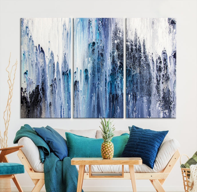 Ink Watercolor Abstract Painting on Giclee Canvas Wall Art Print