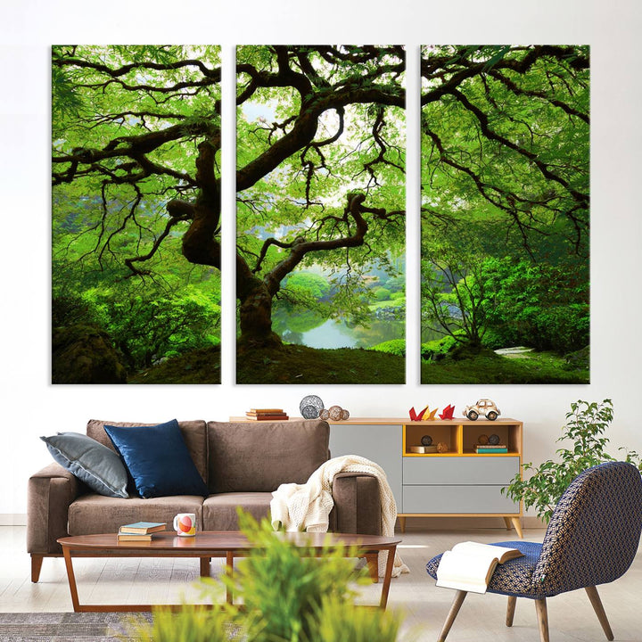 Japanese Maple in Autumn, Japanese Garden, Portland Oregon Large Wall Art Canvas Print