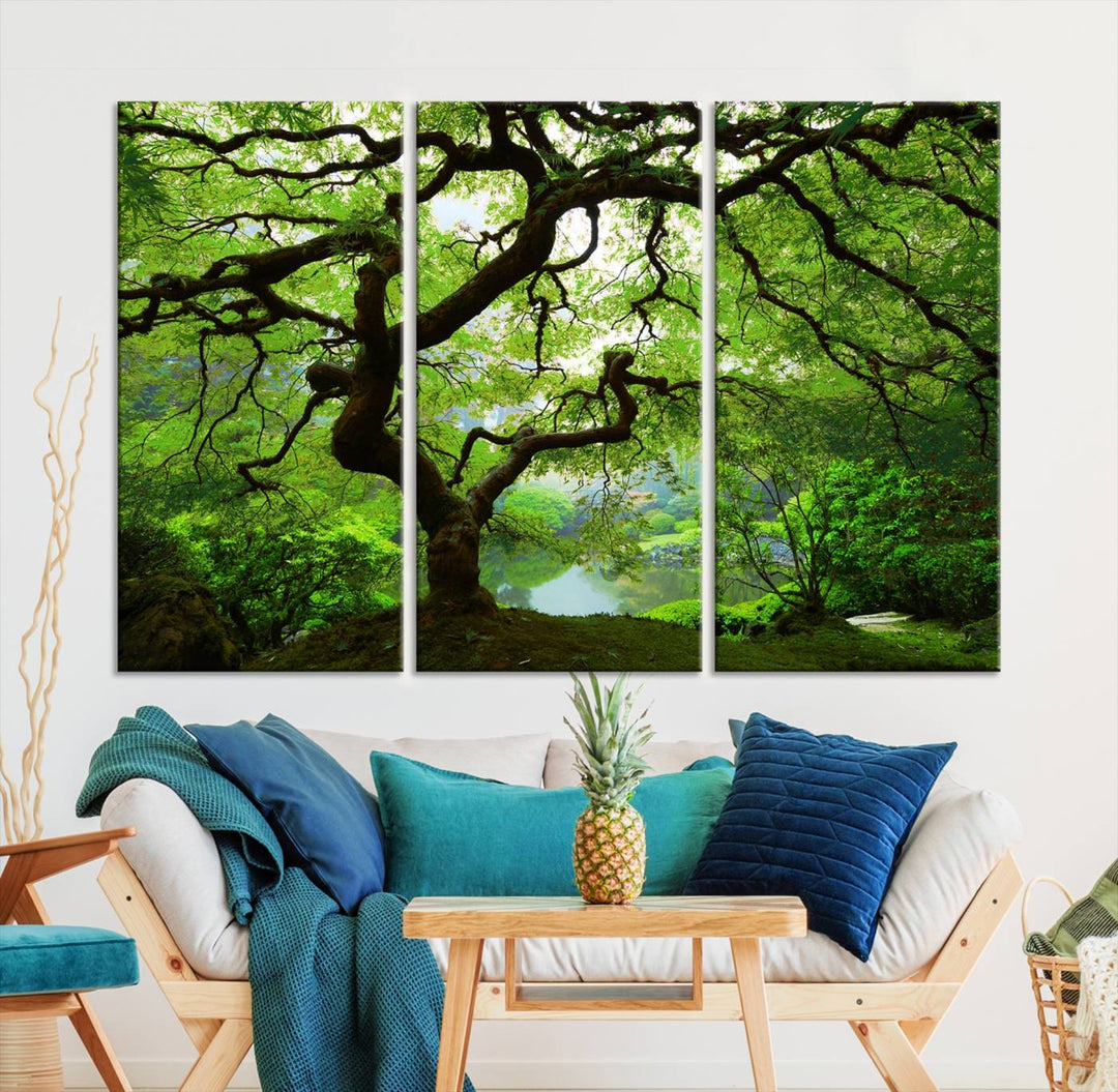 Japanese Maple in Autumn, Japanese Garden, Portland Oregon Large Wall Art Canvas Print