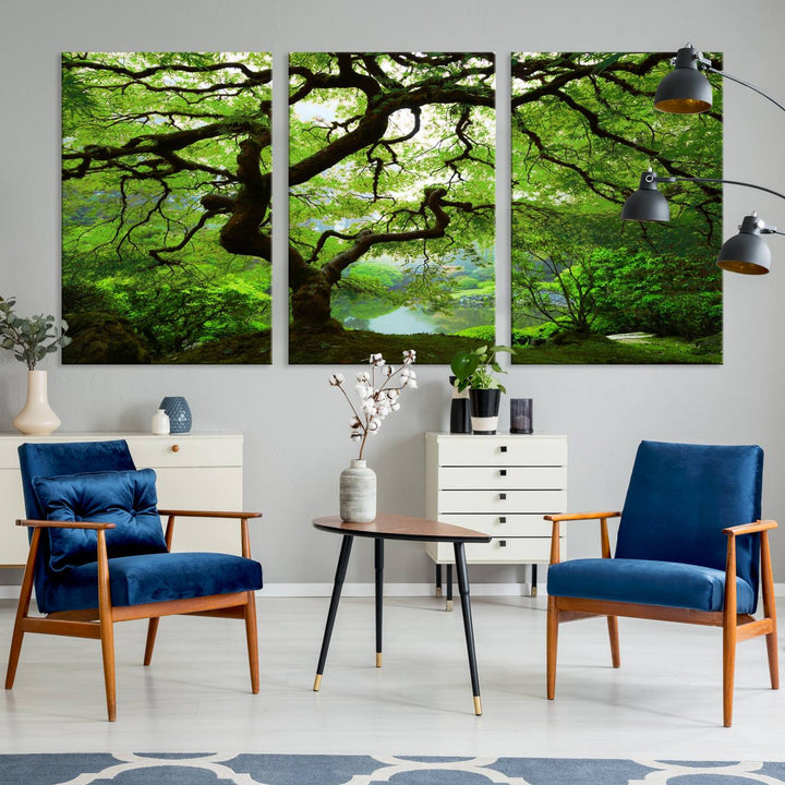 Japanese Maple in Autumn, Japanese Garden, Portland Oregon Large Wall Art Canvas Print