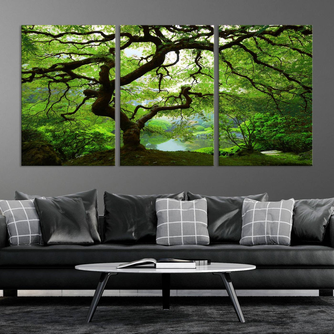 Japanese Maple in Autumn, Japanese Garden, Portland Oregon Large Wall Art Canvas Print