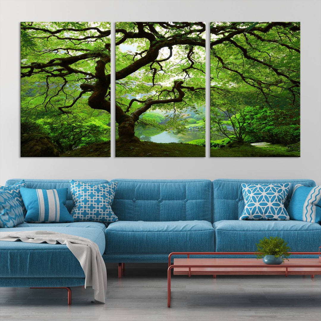 Japanese Maple in Autumn, Japanese Garden, Portland Oregon Large Wall Art Canvas Print