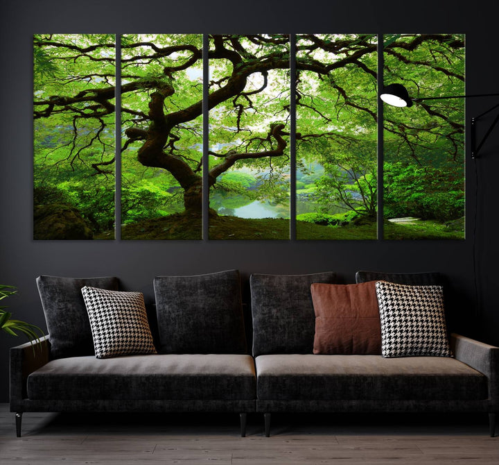 Japanese Maple in Autumn, Japanese Garden, Portland Oregon Large Wall Art Canvas Print