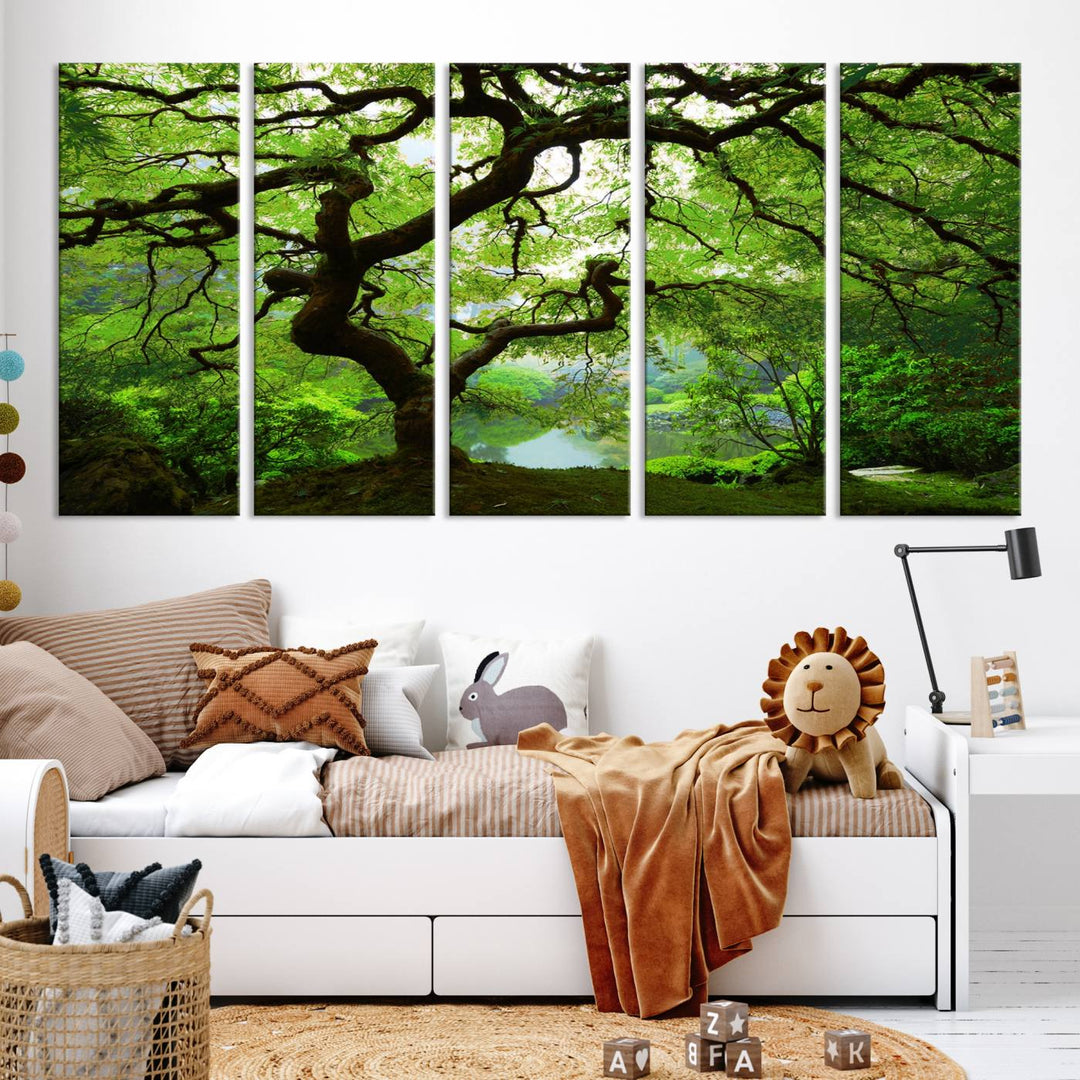 Japanese Maple in Autumn, Japanese Garden, Portland Oregon Large Wall Art Canvas Print