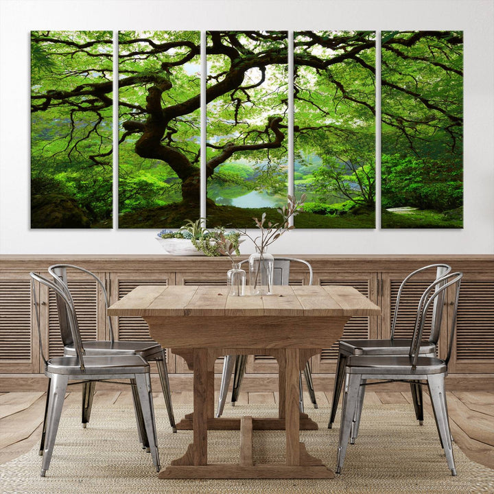 Japanese Maple in Autumn, Japanese Garden, Portland Oregon Large Wall Art Canvas Print