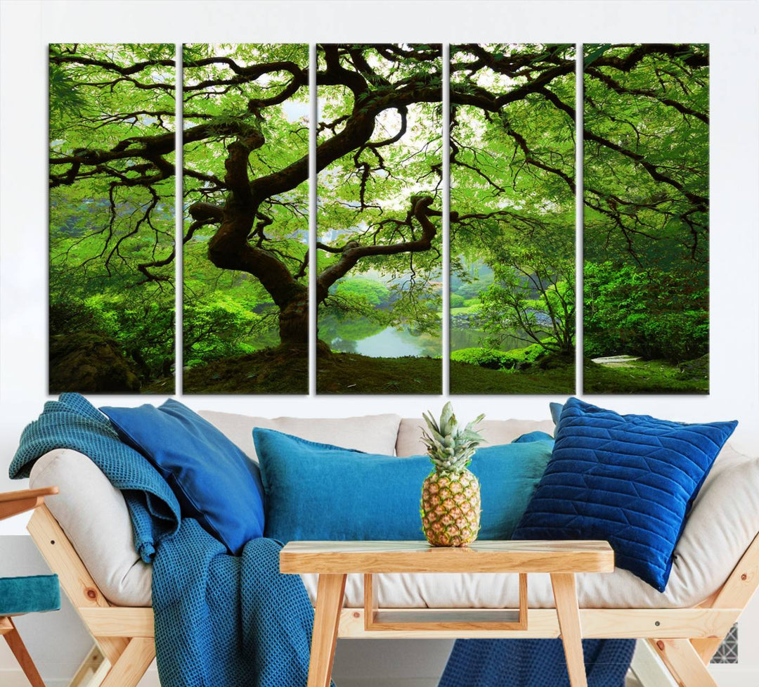 Japanese Maple in Autumn, Japanese Garden, Portland Oregon Large Wall Art Canvas Print