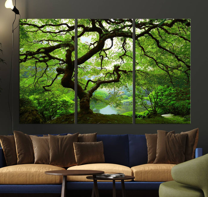 Japanese Maple in Autumn, Japanese Garden, Portland Oregon Large Wall Art Canvas Print