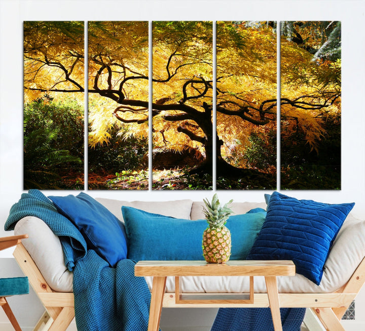 Japanese Maple in Autumn, Japanese Garden, Portland Oregon Fall Large Wall Art Canvas Print