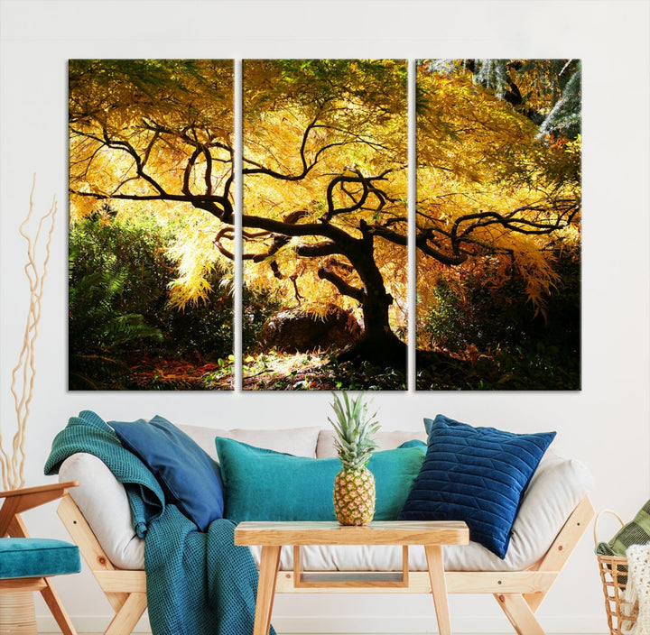 Japanese Maple in Autumn, Japanese Garden, Portland Oregon Fall Large Wall Art Canvas Print