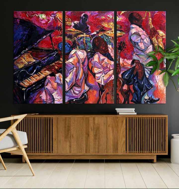 Jazz Music Abstract Painting African American Wall Art Canvas Print Dining Room Decor