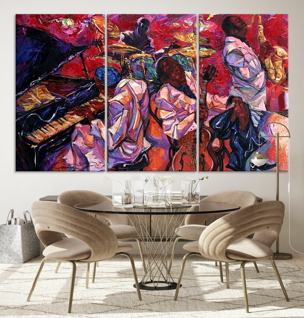 Jazz Music Abstract Painting African American Wall Art Canvas Print Dining Room Decor