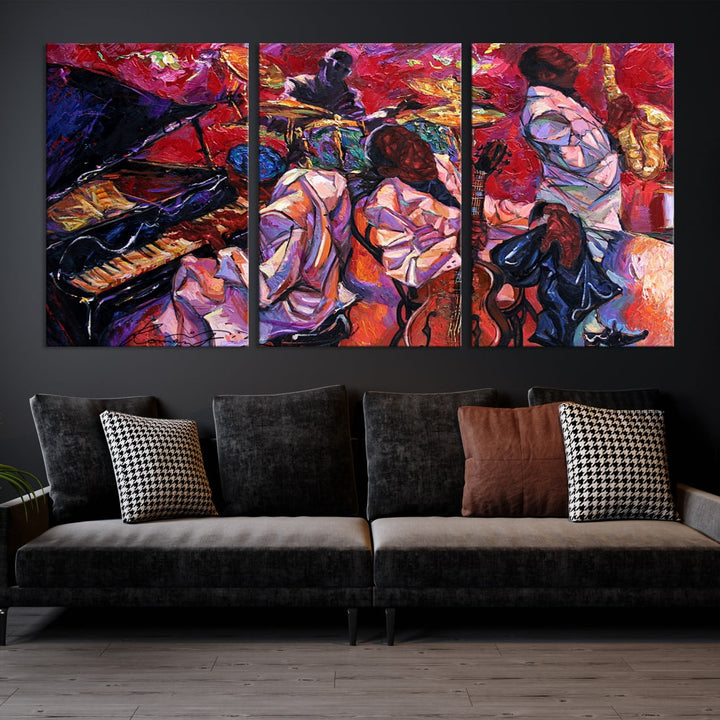 Jazz Music Abstract Painting African American Wall Art Canvas Print Dining Room Decor