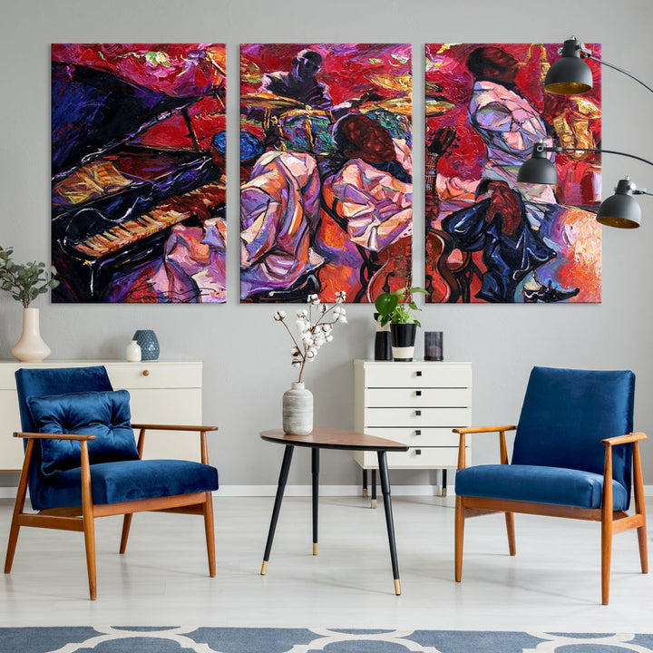 Jazz Music Abstract Painting African American Wall Art Canvas Print Dining Room Decor