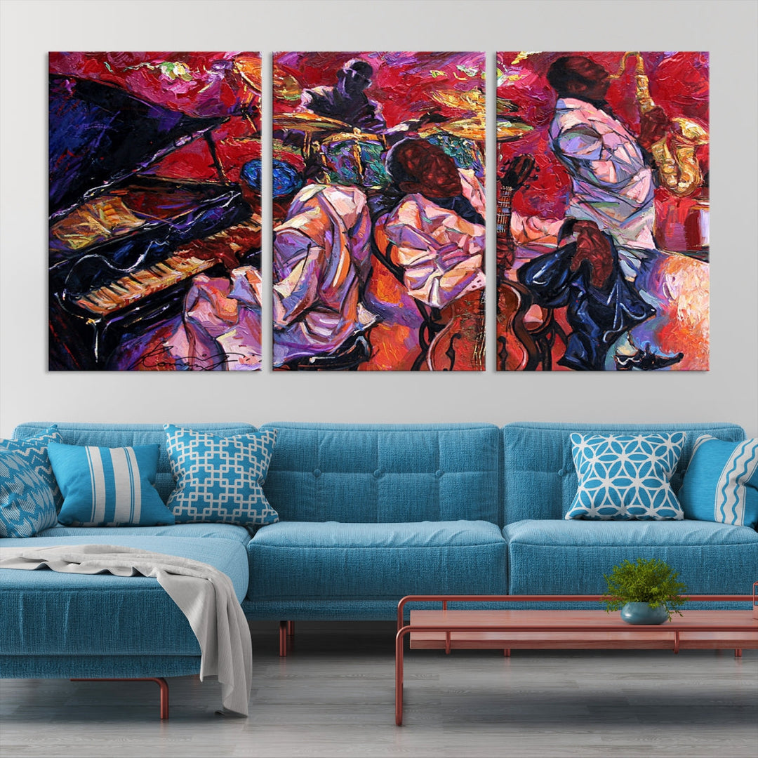 Jazz Music Abstract Painting African American Wall Art Canvas Print Dining Room Decor