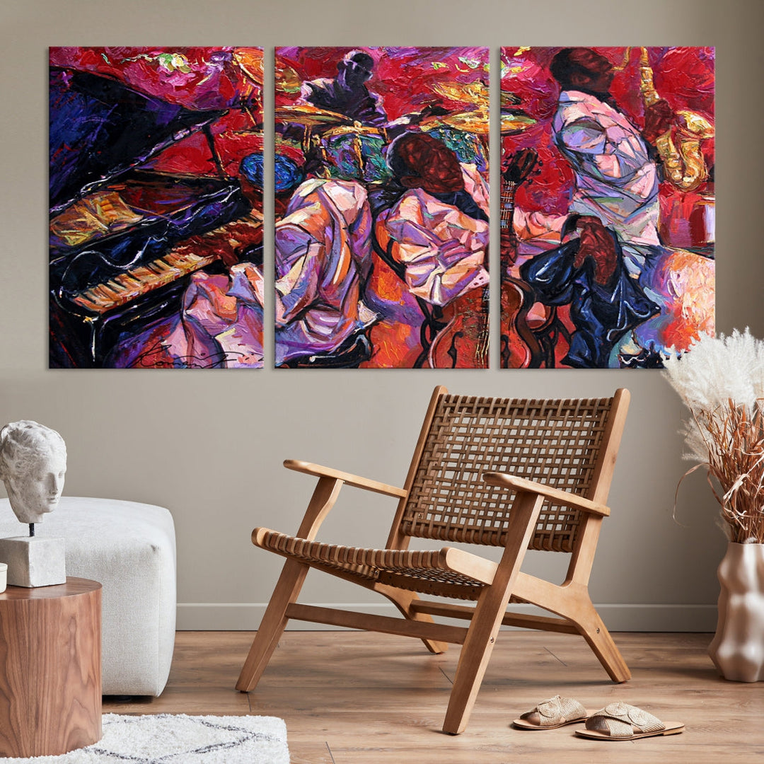 Jazz Music Abstract Painting African American Wall Art Canvas Print Dining Room Decor