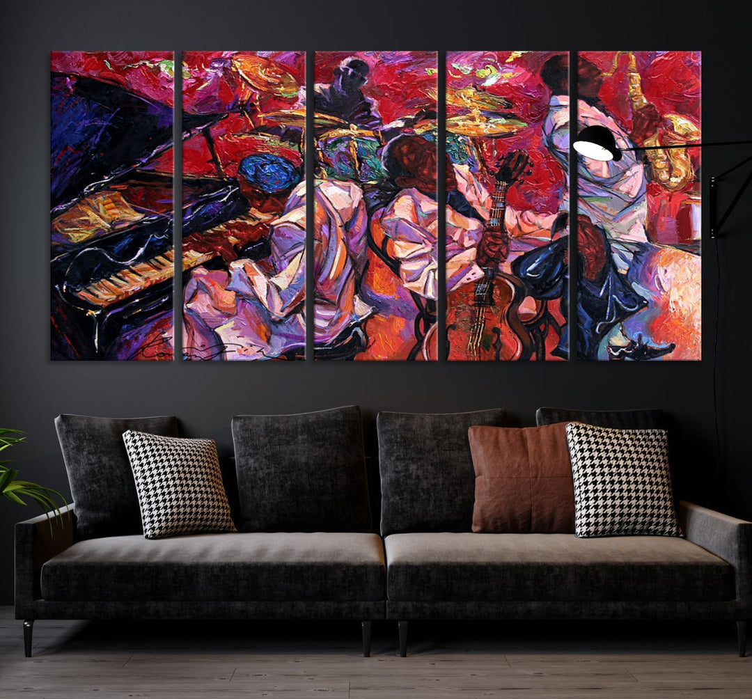 Jazz Music Abstract Painting African American Wall Art Canvas Print Dining Room Decor