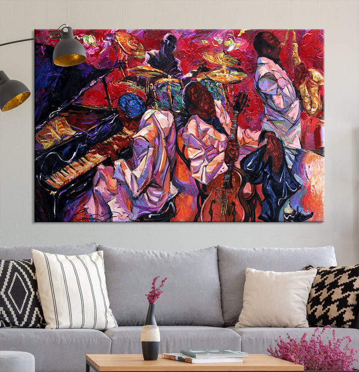 Jazz Music Abstract Painting African American Wall Art Canvas Print Dining Room Decor