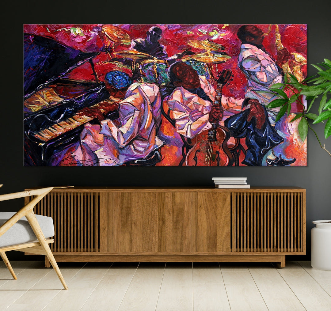 Jazz Music Abstract Painting African American Wall Art Canvas Print Dining Room Decor