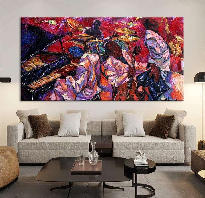 Jazz Music Abstract Painting African American Wall Art Canvas Print Dining Room Decor