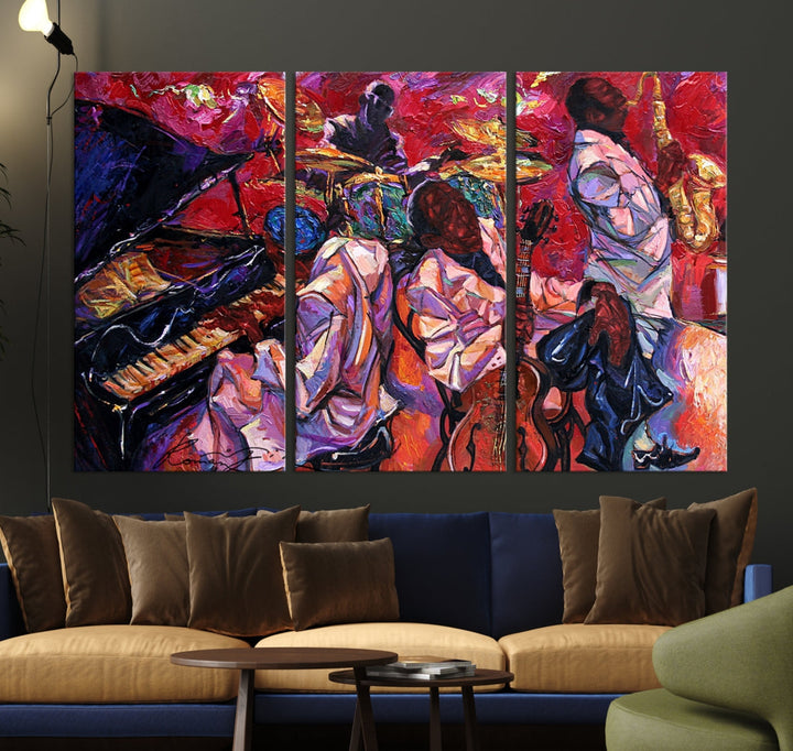 Jazz Music Abstract Painting African American Wall Art Canvas Print Dining Room Decor