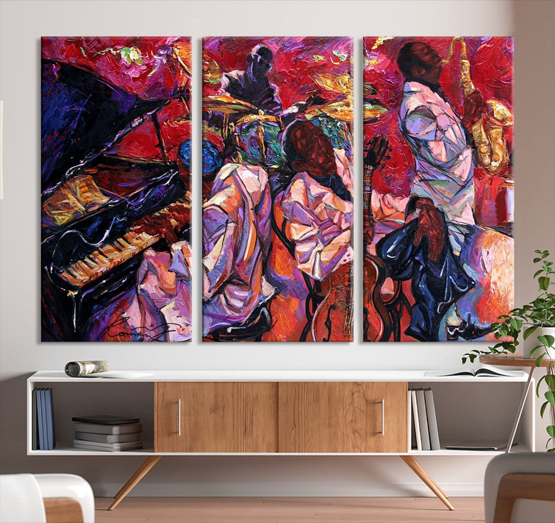 Jazz Music Abstract Painting African American Wall Art Canvas Print Dining Room Decor