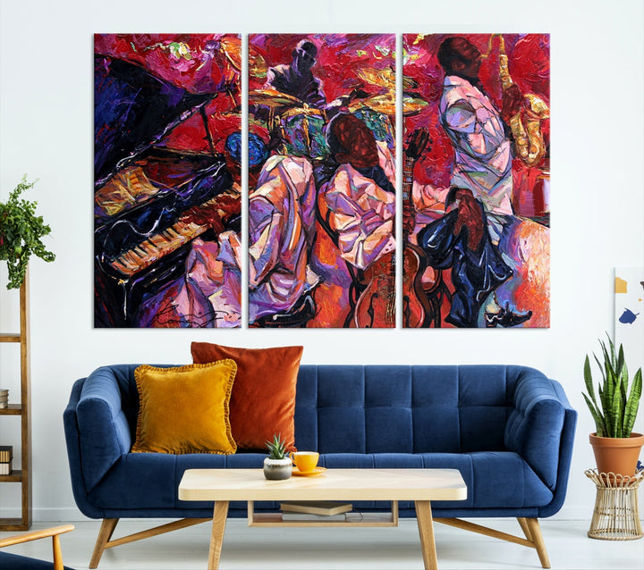 Jazz Music Abstract Painting African American Wall Art Canvas Print Dining Room Decor