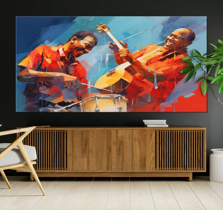 Jazz Musicians Wall Art, Jazz Canvas Painting, Jazz Music Print, Jazz Band African American Art Print, Framed Artwork