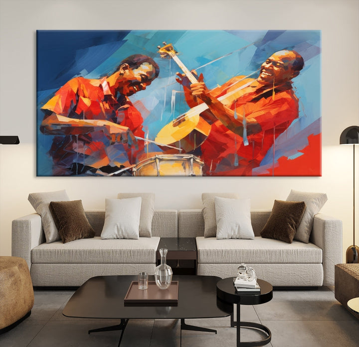 Jazz Musicians Wall Art, Jazz Canvas Painting, Jazz Music Print, Jazz Band African American Art Print, Framed Artwork