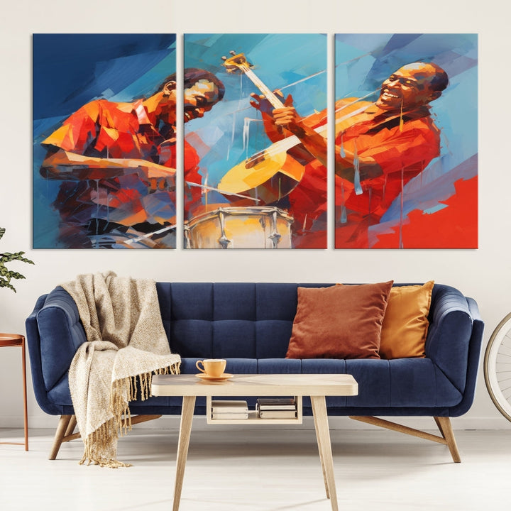 Jazz Musicians Wall Art, Jazz Canvas Painting, Jazz Music Print, Jazz Band African American Art Print, Framed Artwork