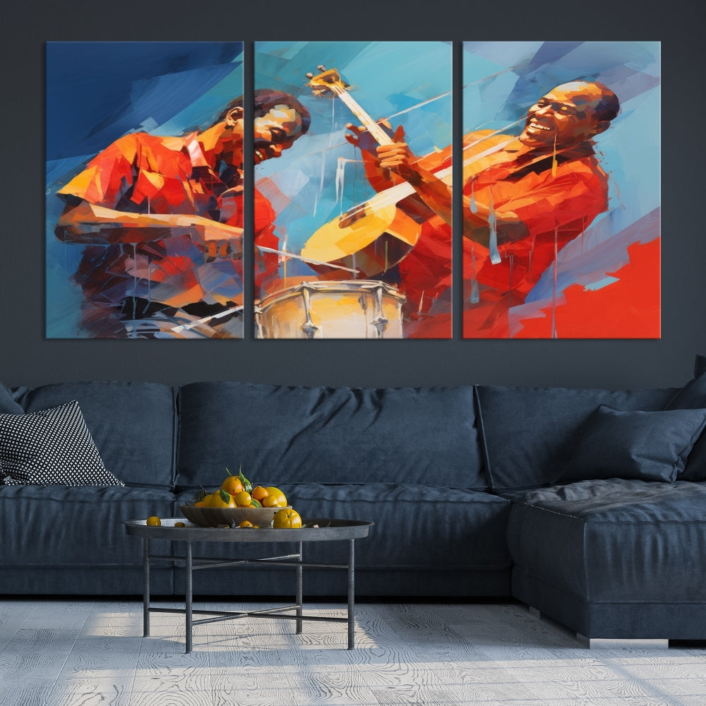 Jazz Musicians Wall Art, Jazz Canvas Painting, Jazz Music Print, Jazz Band African American Art Print, Framed Artwork