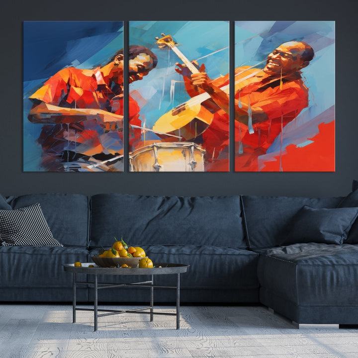 Jazz Musicians Wall Art, Jazz Canvas Painting, Jazz Music Print, Jazz Band African American Art Print, Framed Artwork