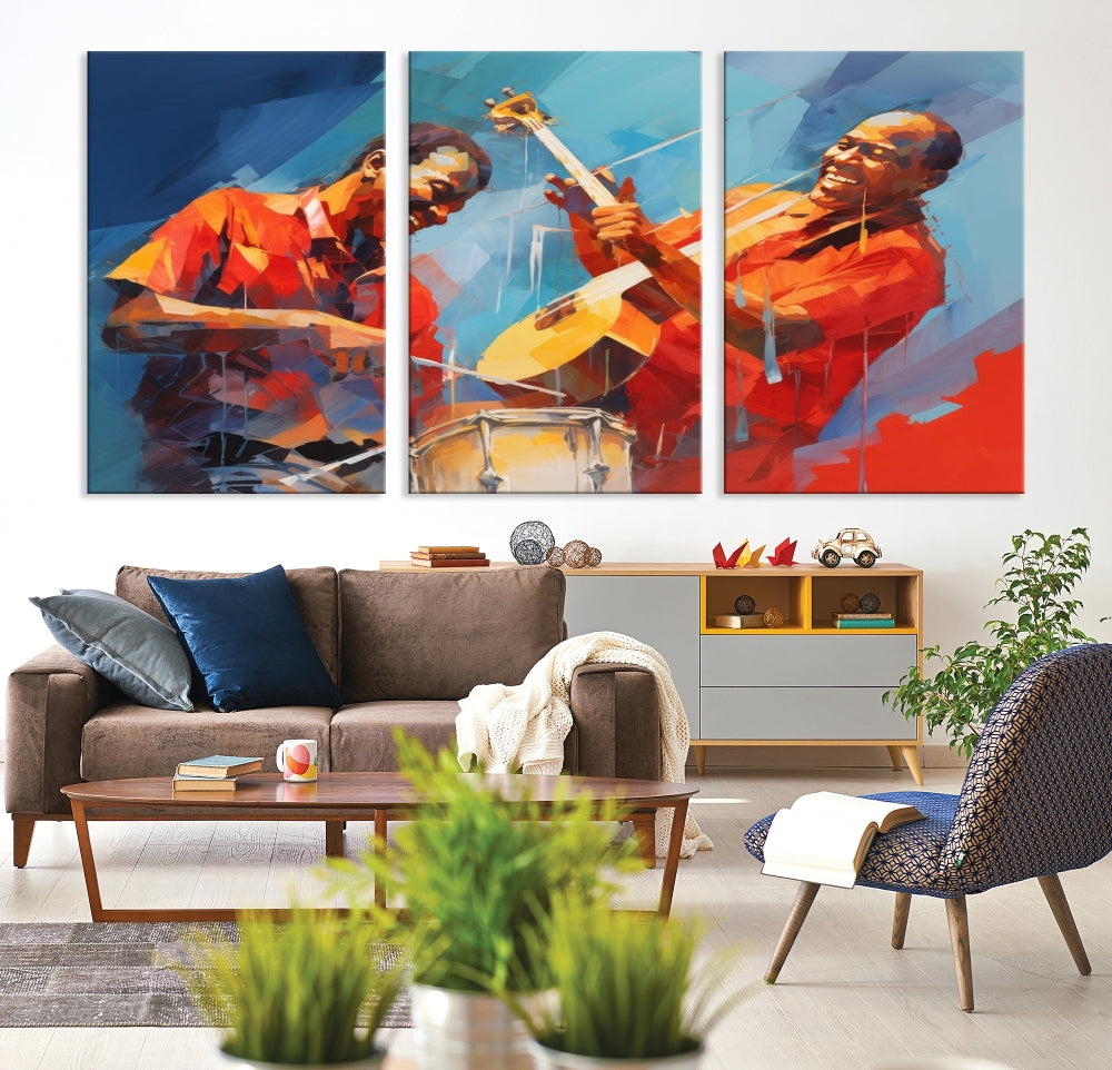 Jazz Musicians Wall Art, Jazz Canvas Painting, Jazz Music Print, Jazz Band African American Art Print, Framed Artwork