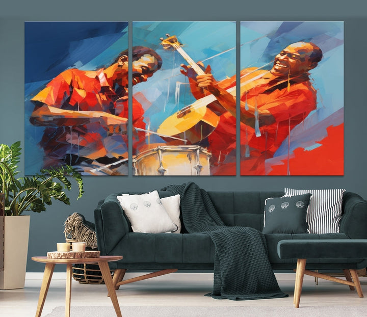 Jazz Musicians Wall Art, Jazz Canvas Painting, Jazz Music Print, Jazz Band African American Art Print, Framed Artwork