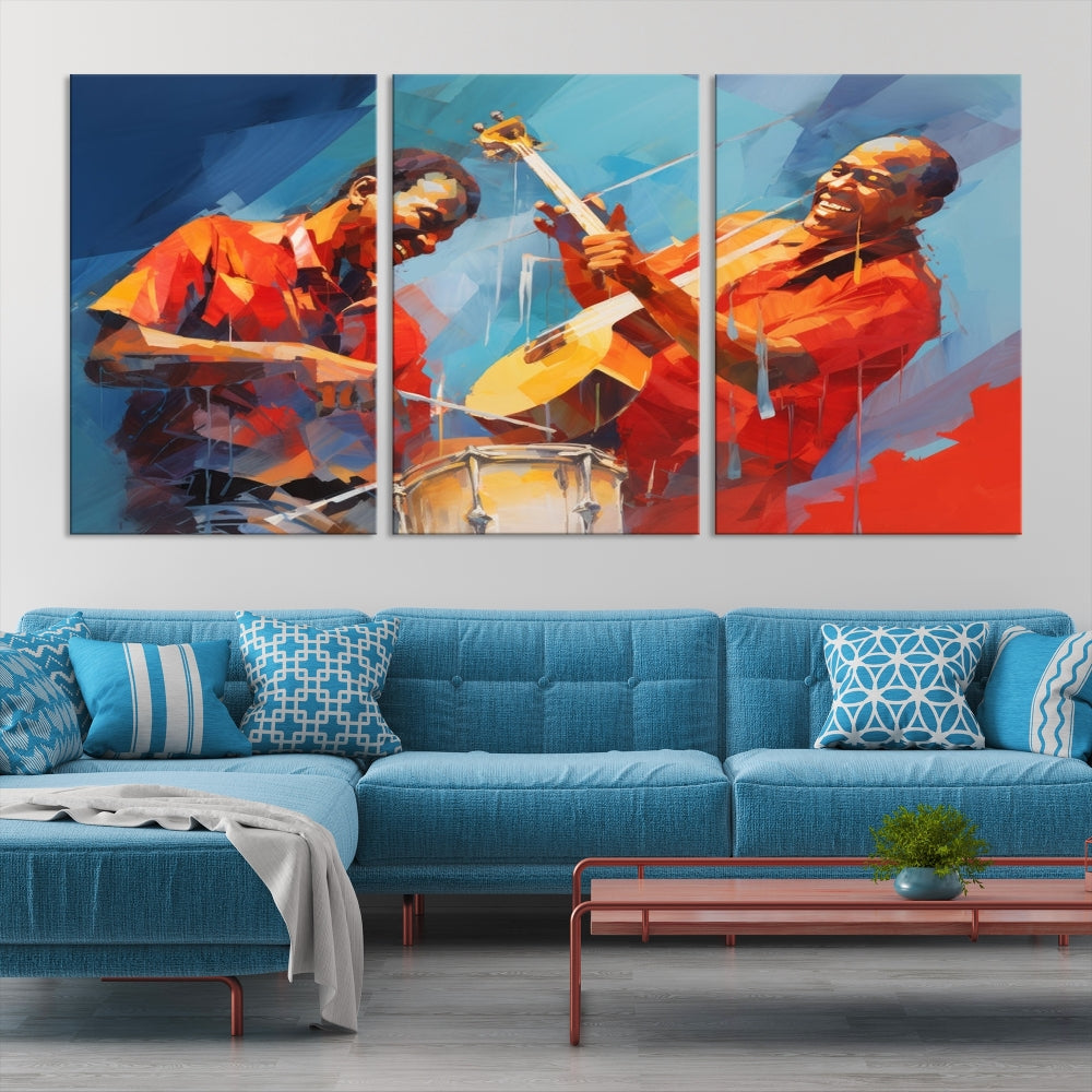 Jazz Musicians Wall Art, Jazz Canvas Painting, Jazz Music Print, Jazz Band African American Art Print, Framed Artwork