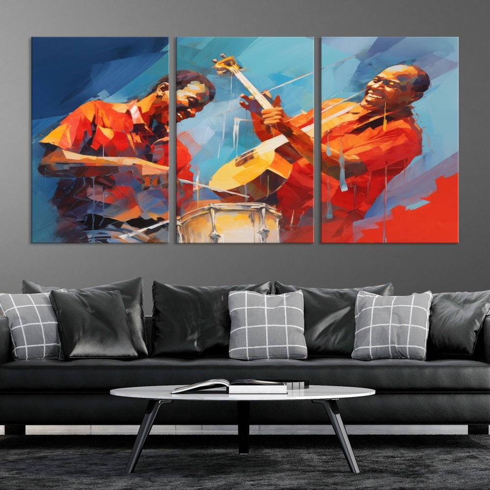 Jazz Musicians Wall Art, Jazz Canvas Painting, Jazz Music Print, Jazz Band African American Art Print, Framed Artwork