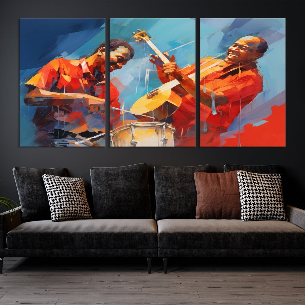 Jazz Musicians Wall Art, Jazz Canvas Painting, Jazz Music Print, Jazz Band African American Art Print, Framed Artwork