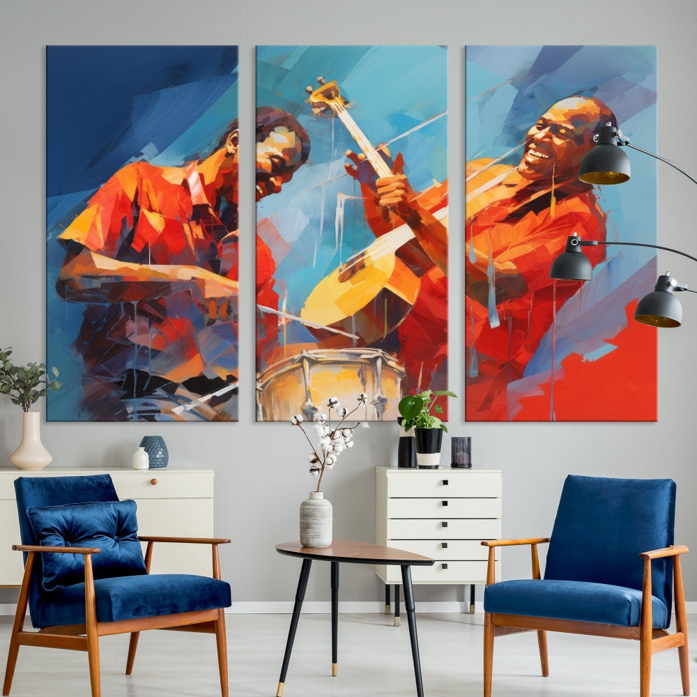 Jazz Musicians Wall Art, Jazz Canvas Painting, Jazz Music Print, Jazz Band African American Art Print, Framed Artwork