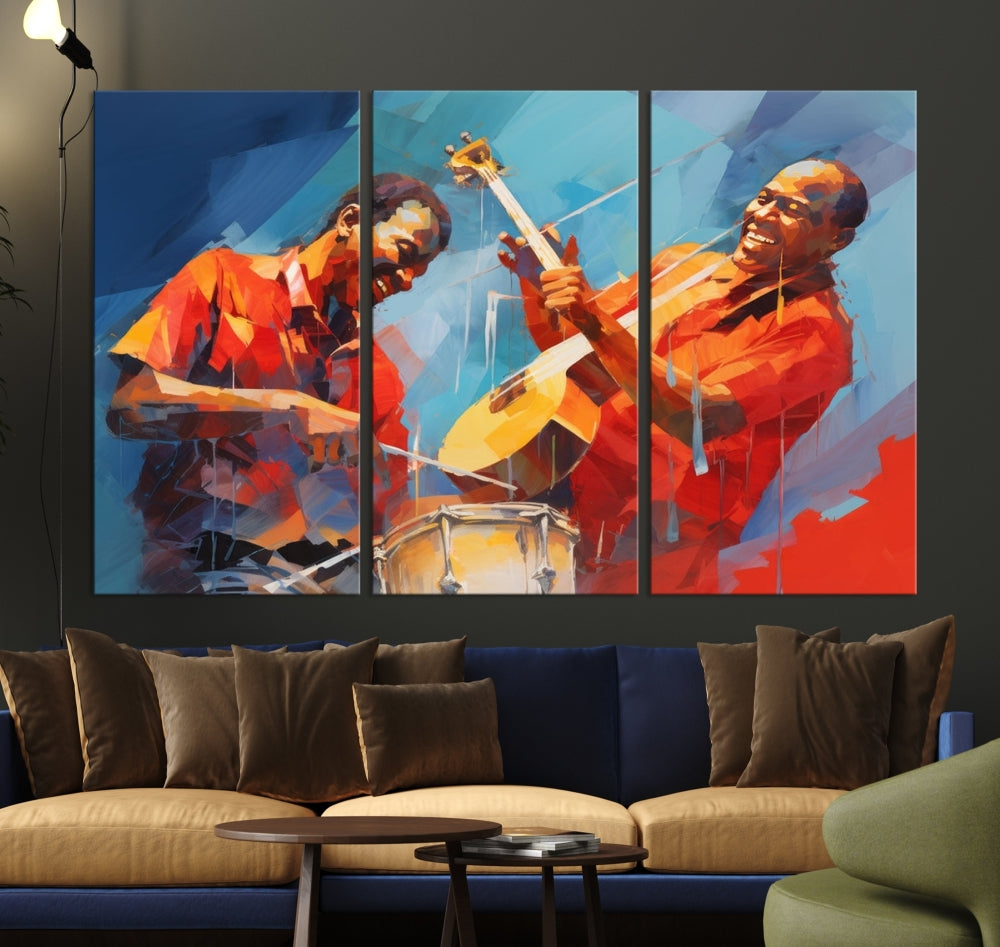 Jazz Musicians Wall Art, Jazz Canvas Painting, Jazz Music Print, Jazz Band African American Art Print, Framed Artwork