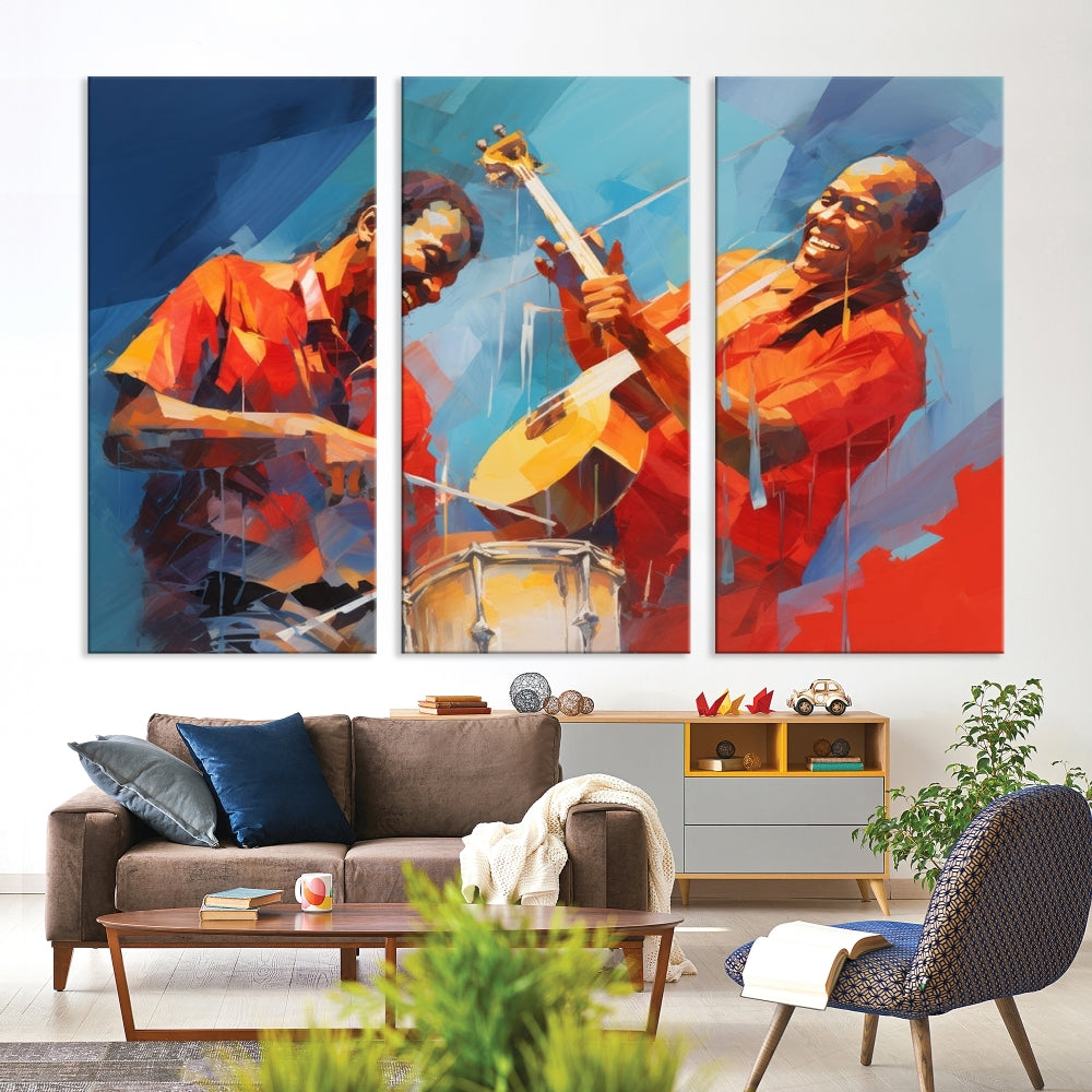 Jazz Musicians Wall Art, Jazz Canvas Painting, Jazz Music Print, Jazz Band African American Art Print, Framed Artwork