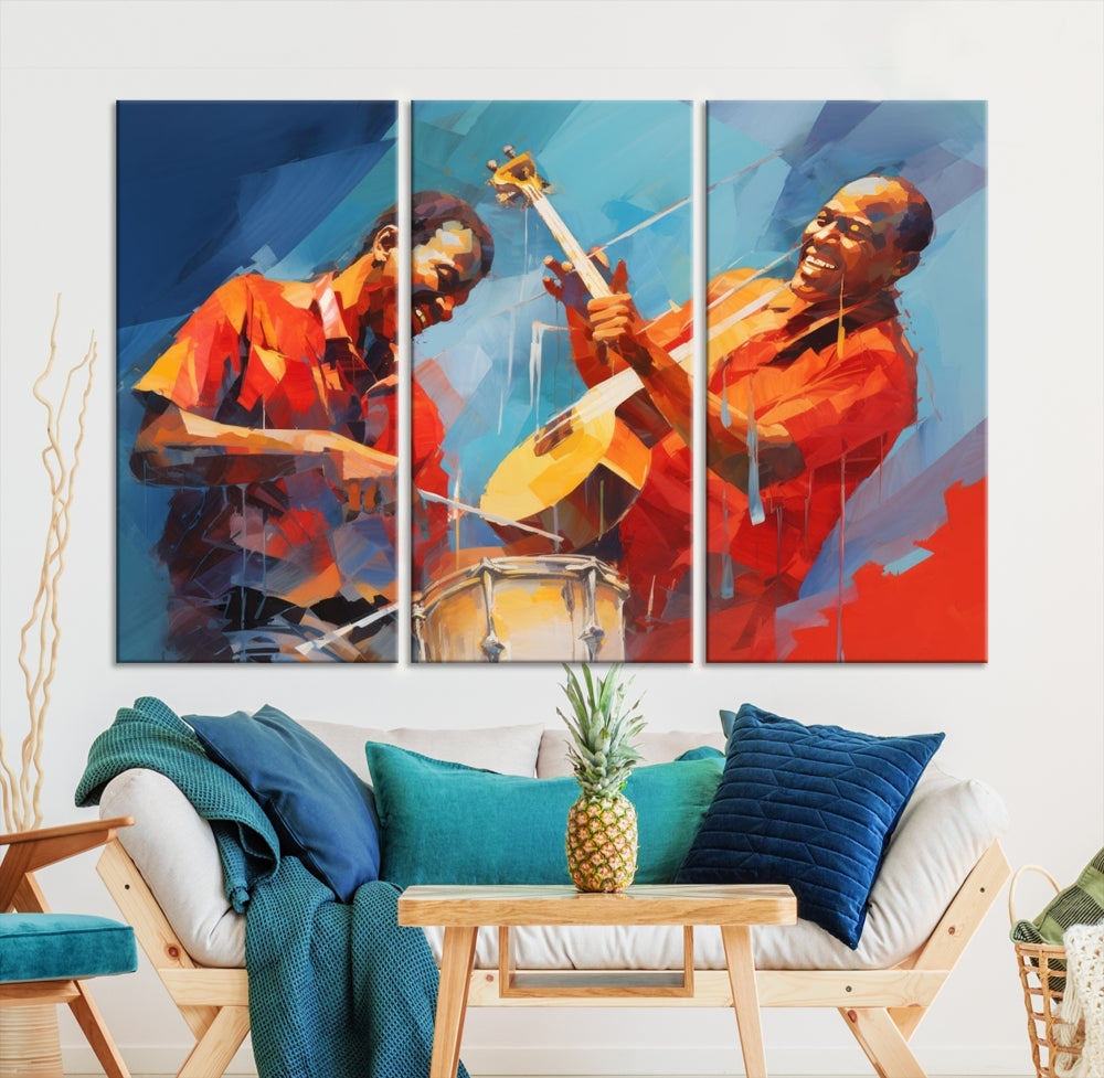 Jazz Musicians Wall Art, Jazz Canvas Painting, Jazz Music Print, Jazz Band African American Art Print, Framed Artwork