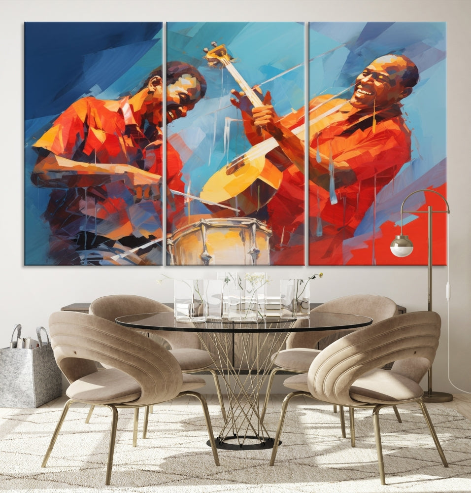 Jazz Musicians Wall Art, Jazz Canvas Painting, Jazz Music Print, Jazz Band African American Art Print, Framed Artwork