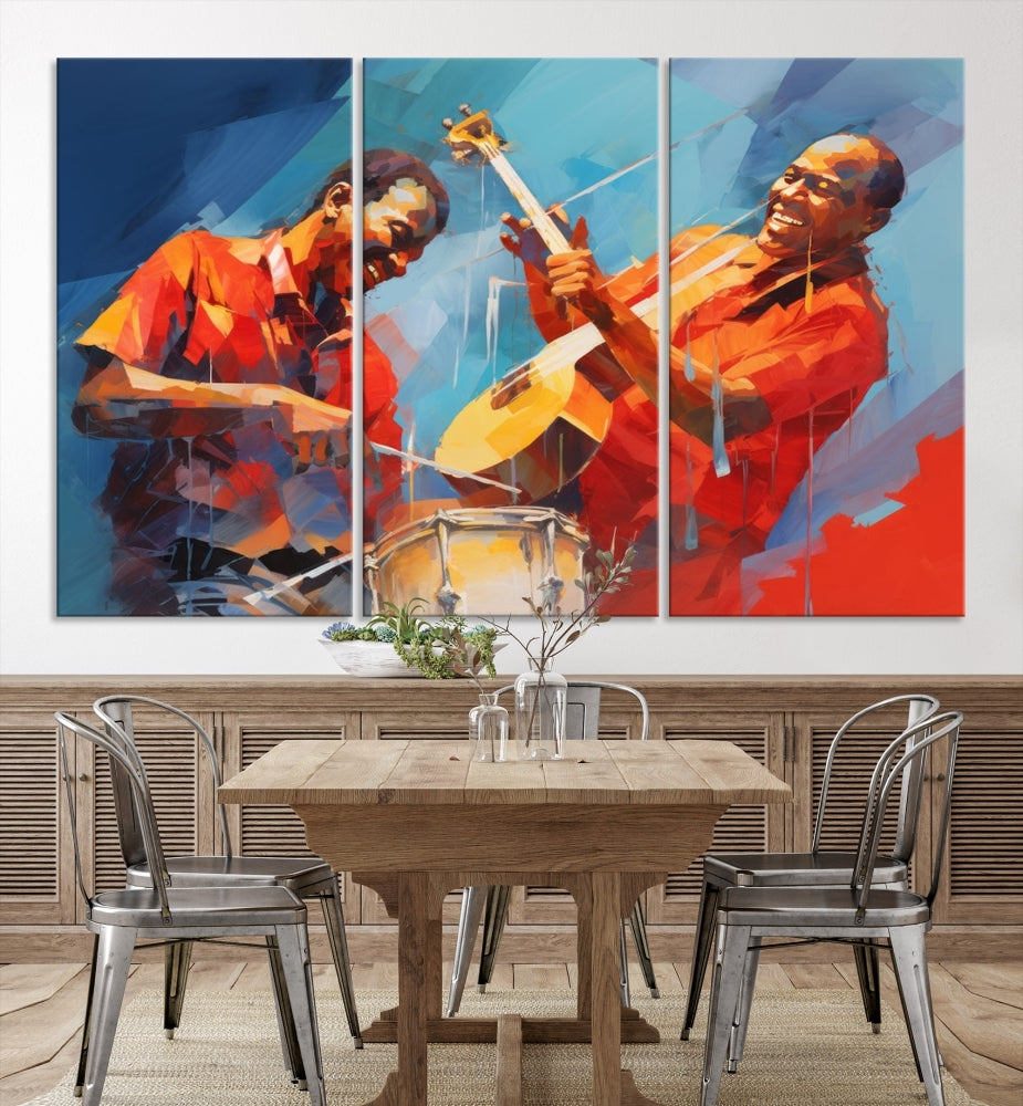 Jazz Musicians Wall Art, Jazz Canvas Painting, Jazz Music Print, Jazz Band African American Art Print, Framed Artwork