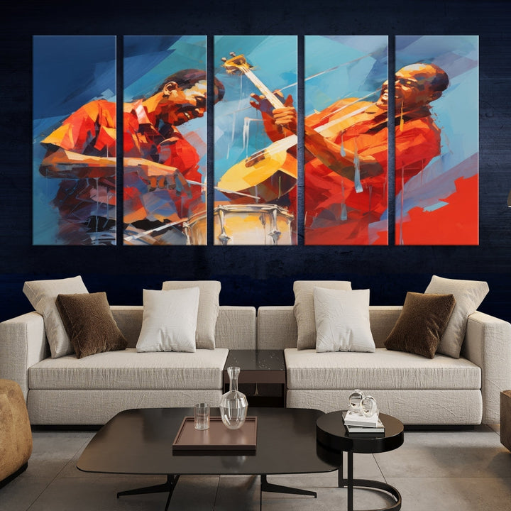 Jazz Musicians Wall Art, Jazz Canvas Painting, Jazz Music Print, Jazz Band African American Art Print, Framed Artwork