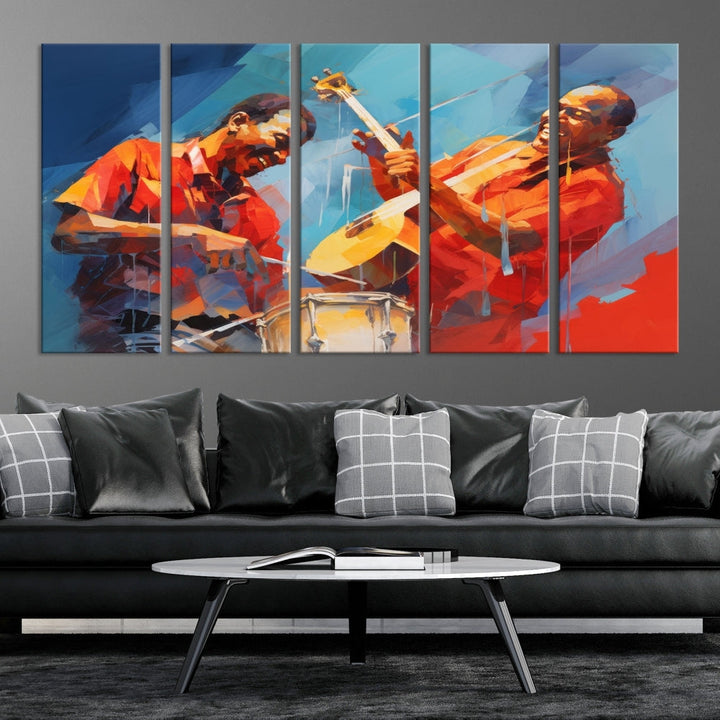 Jazz Musicians Wall Art, Jazz Canvas Painting, Jazz Music Print, Jazz Band African American Art Print, Framed Artwork